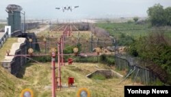 살아있는 탄저균이 잘못 배달된 경기도 평택 주한미군 오산 공군기지 상공에서 지난 5월 '탱크 킬러'로 유명한 지상 공격기 A-10기가 착륙을 준비하고 있다. 