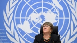 UN High Commissioner for Human Rights Michelle Bachelet looks on prior to a press conference on December 9, 2020 in Geneva. -