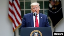 Donald Trump addresses the daily coronavirus task force briefing 