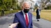 President Joe Biden speaks to reporters on the South Lawn of the White House in Washington, before boarding Marine One helicopter, Feb. 27, 2021.