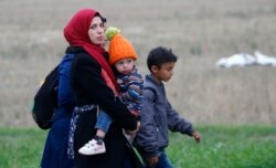 Para migran berjalan saat melintasi perbatasan dari Hongaria ke Austria di Nickelsdorf, 11 September 2015. (Foto: REUTERS/Leonhard Foeger)