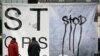 A creation by French artist Francois Barge 'Message de glace' (Ice Message), to denounce global warming, 06 Dec 2009