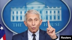 Dr. Anthony Fauci speaks about the omicron coronavirus variant case, which was detected in California, during a press briefing at the White House in Washington, Dec. 1, 2021. 