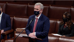Pemimpin Partai Republik di DPR AS Kevin McCarthy menentang pemakzulan Trump, Rabu (13/1).