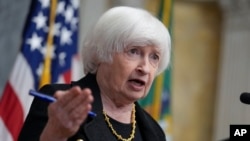 Menteri Keuangan Amerika Janet Yellen memaparkan prioritas kementeriannya dalam konferensi pers di Washington, 22 Oktober 2024. (Foto: J.Scott Applewhite/AP Photo)