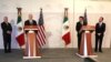 Secretary of Homeland Security John Kelly delivers a statement accompanied by U.S. Secretary of State Rex Tillerson (left), Mexico's Foreign Secretary Luis Videgaray (right), and Secretary of Government Angel Osorio (second from right) at the Ministry of Foreign Affairs in Mexico City, Feb. 23, 2017.