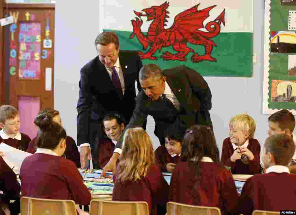 Shugaban Amurka Barack Obama da Ministan Birtaniya David Cameron, Satumba 4, 2014.