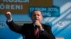 Turkish President Recep Tayyip Erdogan speaks to his supporters during an inauguration for an undersea pipeline to carry fresh water from Turkey to the breakaway Turkish Cypriot north of ethnically split Cyprus in Mirtou village, Oct. 17, 2015. 