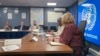 The U.S. ambassador to the United Nations, Linda Thomas-Greenfield, second right, meets with humanitarian officials in Mogadishu, Somalia Jan. 29, 2023.