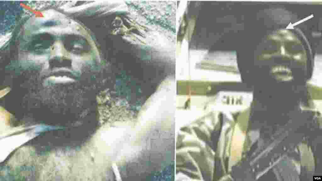 Hotuna biyu dake kokarin nuna kamanni a tsakanin gawar Mohammed Bashir da aka kashe da kuma hoton da aka cire daga bidiyo na mutumin dake kiran kansa Abubakar Shekau shugaban Boko Haram.