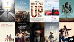 Film-film yang berhasil meraih nominasi Oscar 2022 (dok: Focus Features/Apple TV+, Netflix, Janus Films & Sideshow, Warner Bros. Pictures, Warner Bros. Pictures, Searchlight Pictures, Netflix, 20th Century Films via AP)