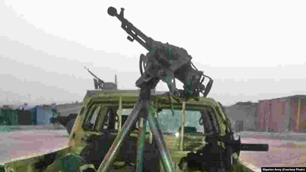 Abandoned Boko Haram vehicle after an attack on Dikwa, Borno State, Nigeria, February 24, 2016.