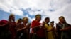FILE - Members from the Taiwan Pingpu tribe protest during International Day of the World's Indigenous People near the presidential office in Taipei.