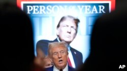 President-elect Donald Trump speaks during a Time magazine "Person of the Year" event at the New York Stock Exchange, Dec. 12, 2024, in New York.