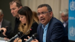 Director-General of WHO Dr Tedros Adhanom Ghebreyesus speaks during a news conference in Geneva, Switzerland, Jan. 23, 2020.