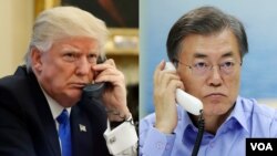 도널드 트럼프 미국 대통령(왼쪽)과 문재인 한국 대통령. (AP, 연합뉴스 자료사진)