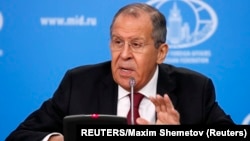 Menteri Luar Negeri Rusia Sergey Lavrov berbicara di Moskow (foto: dok). 